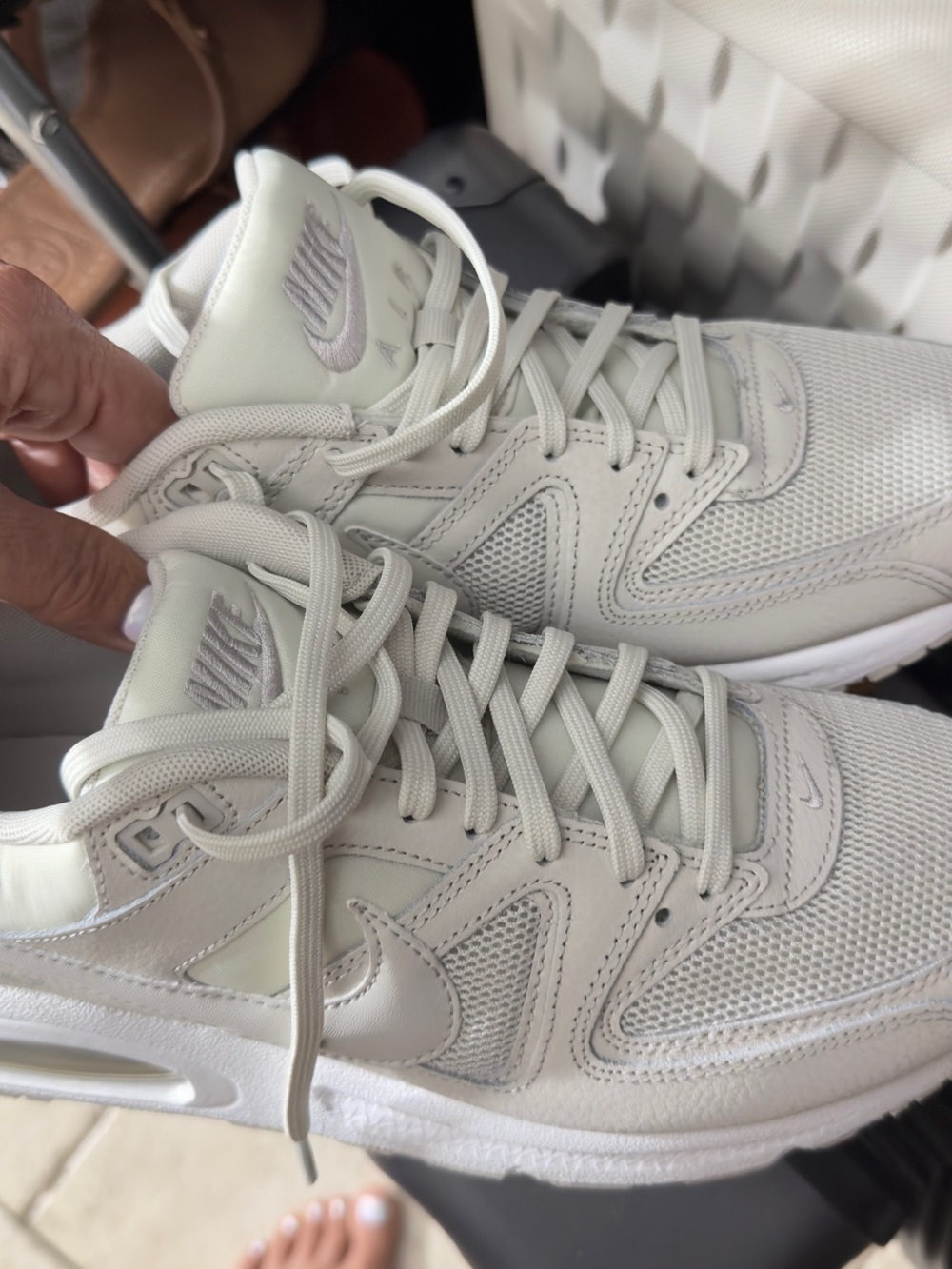 Nike Light Gray/Off-White Mesh & Leather Sneakers
